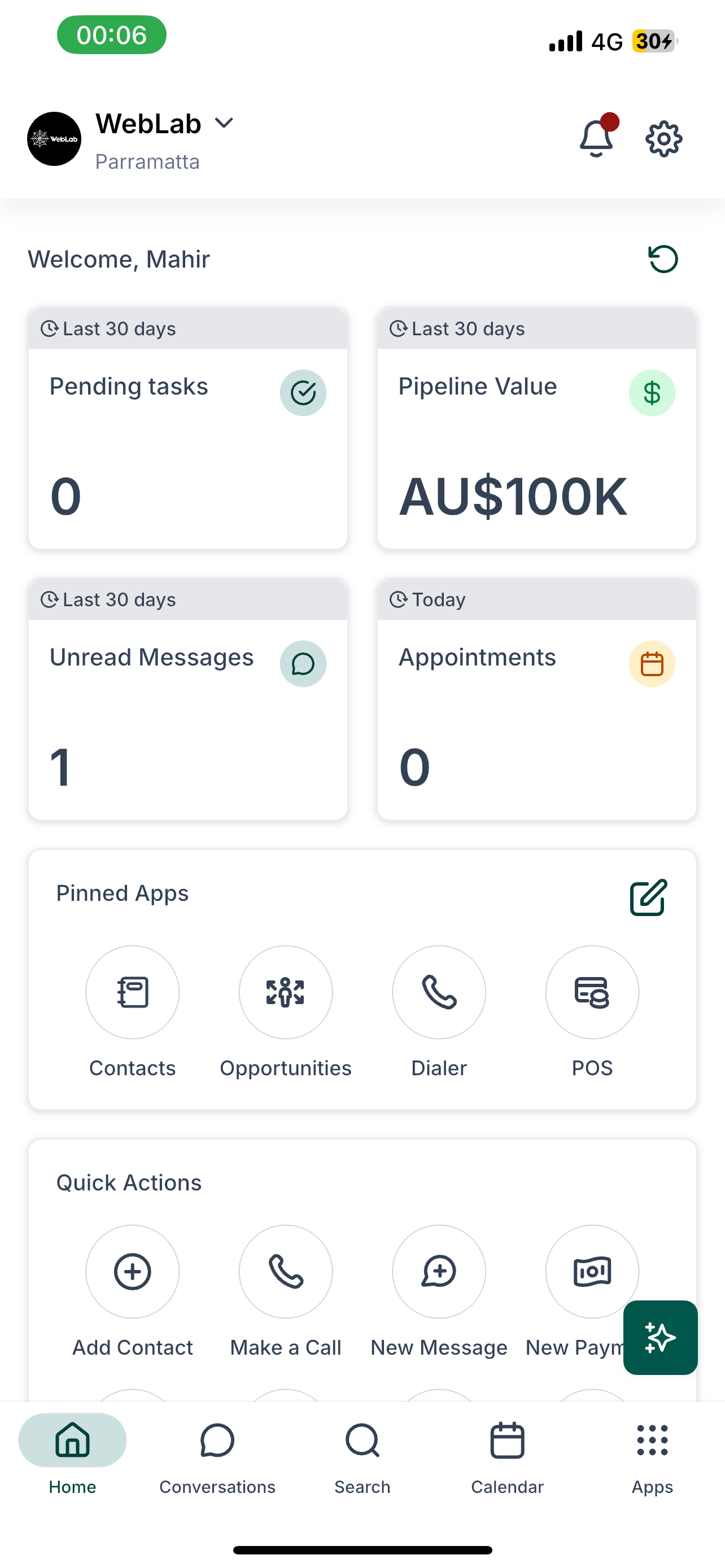 WebLab CRM mobile app